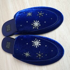Blue Velvet Mules with Star Embellishments White House Black Market 7M